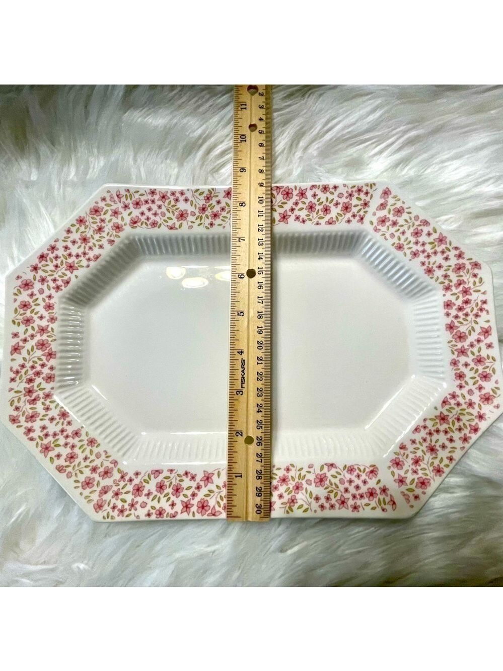 Independence Ironstone Platter Ceramic Floral Pink & White Vintage - Picture 2 of 6